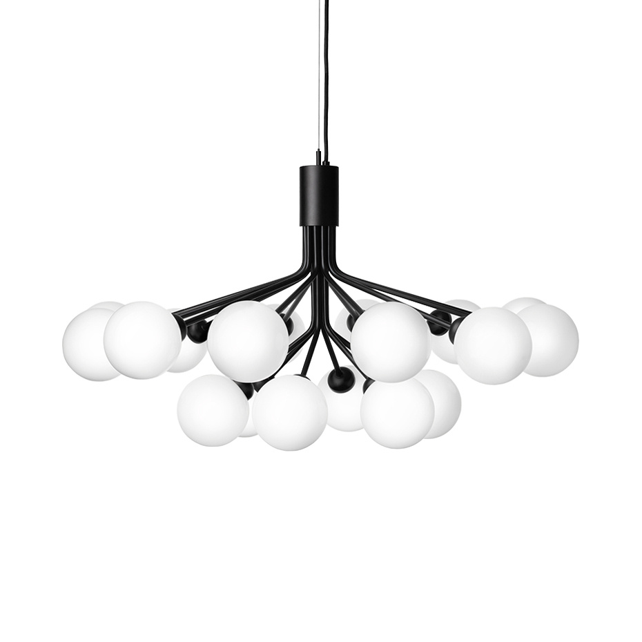 Apiales 18 Ljuskrona Satin Black/Opal White