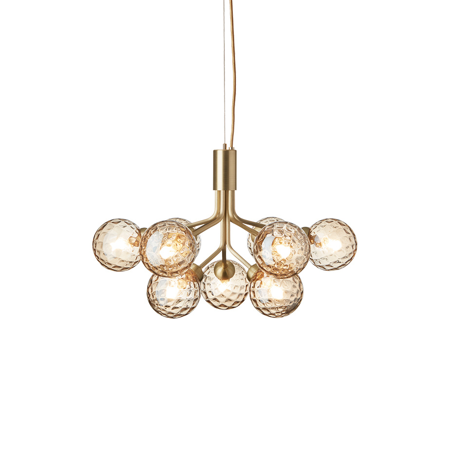 Apiales 9 Ljuskrona Brushed Brass/Optic Gold