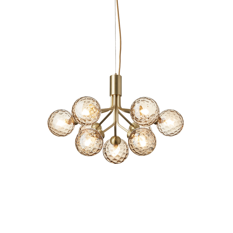 Apiales 9 Ljuskrona Brushed Brass/Optic Gold