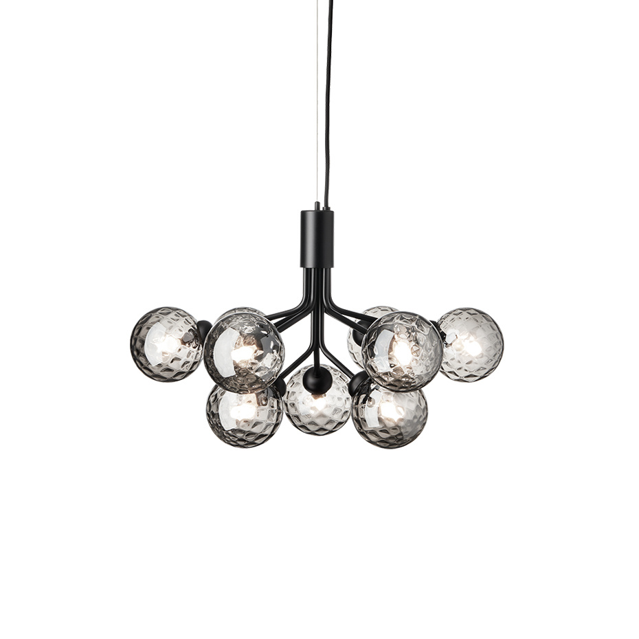 Apiales 9 Ljuskrona Satin Black/Optic Smoked