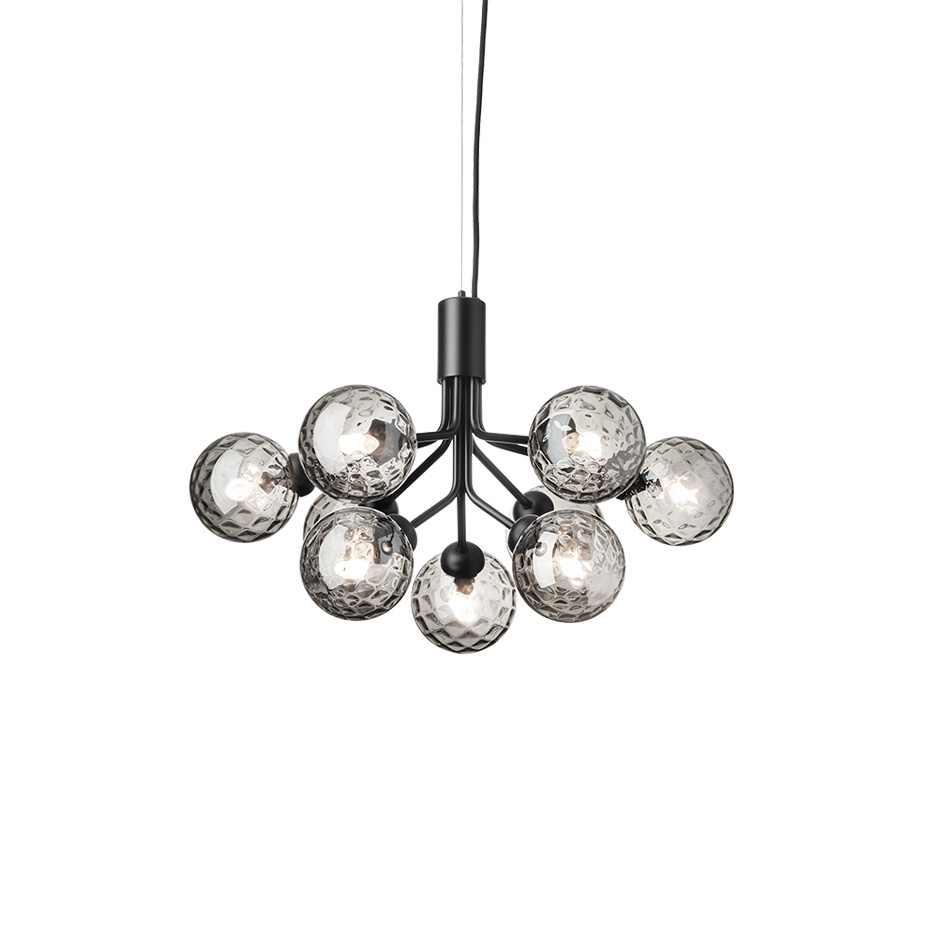 Apiales 9 Ljuskrona Satin Black/Optic Smoked