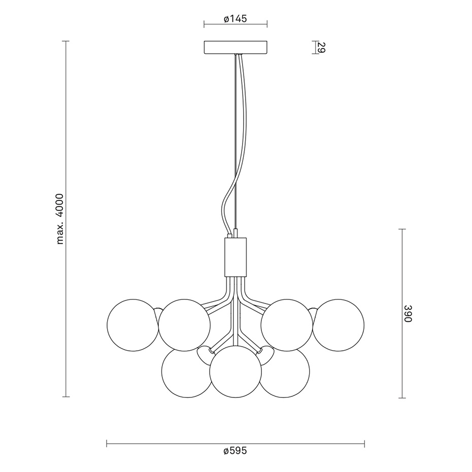 Apiales 9 Ljuskrona Satin Black/Optic Smoked