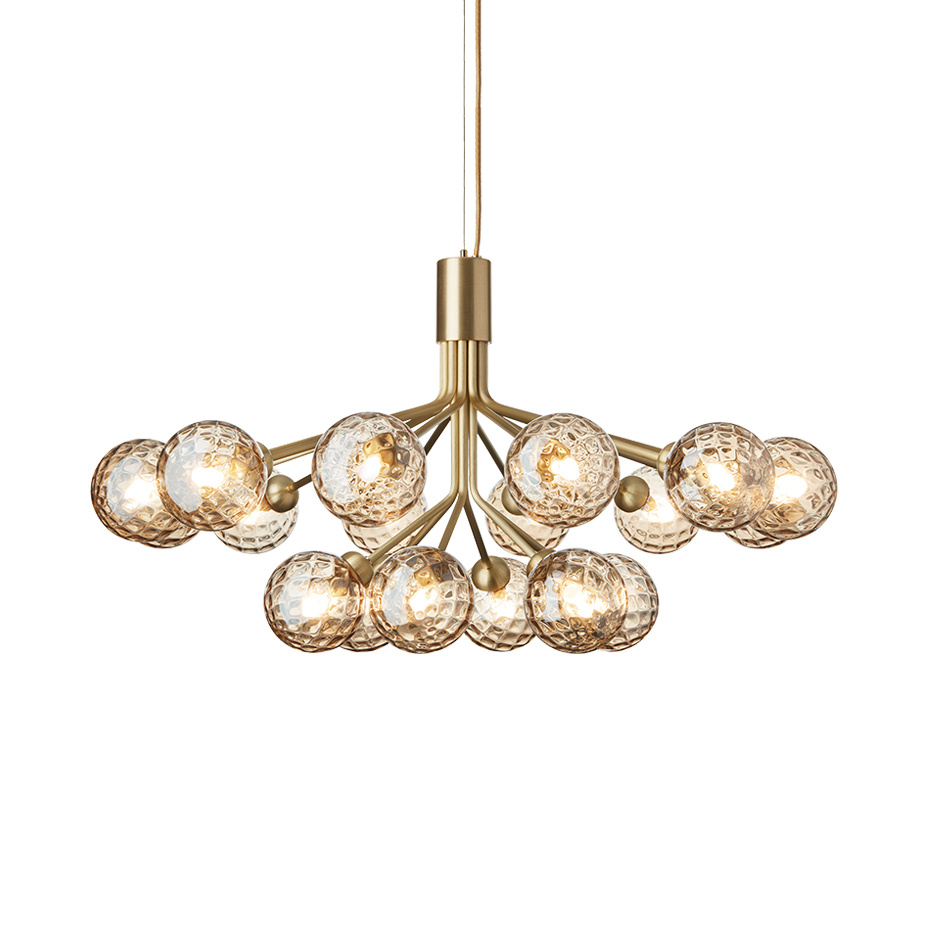 Apiales 18 Ljuskrona Brushed Brass/Optic Gold