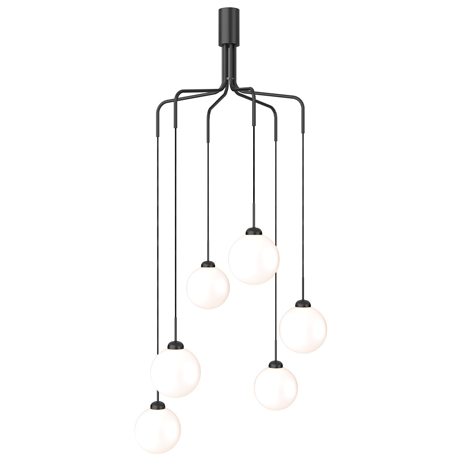 Apiales Cluster 6 Ljuskrona Satin Black/Opal White