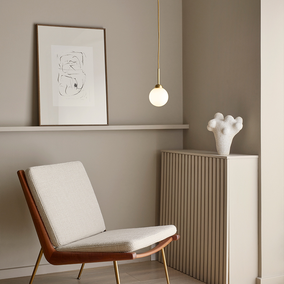 Apiales 1 Pendel Brushed Brass/Opal White