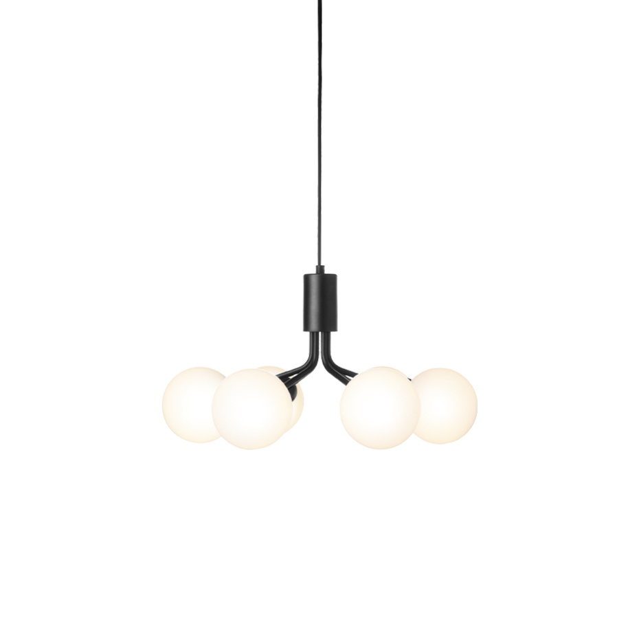 Apiales 6 Ljuskrona Satin Black/Opal White