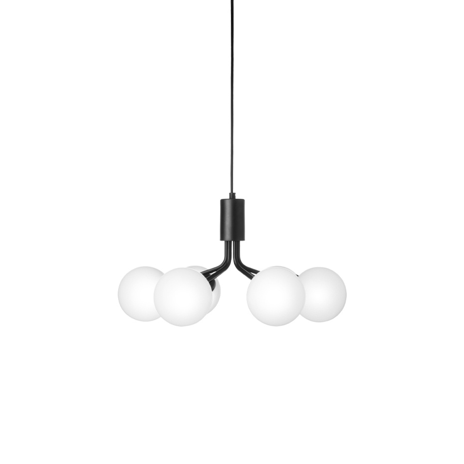 Apiales 6 Ljuskrona Satin Black/Opal White