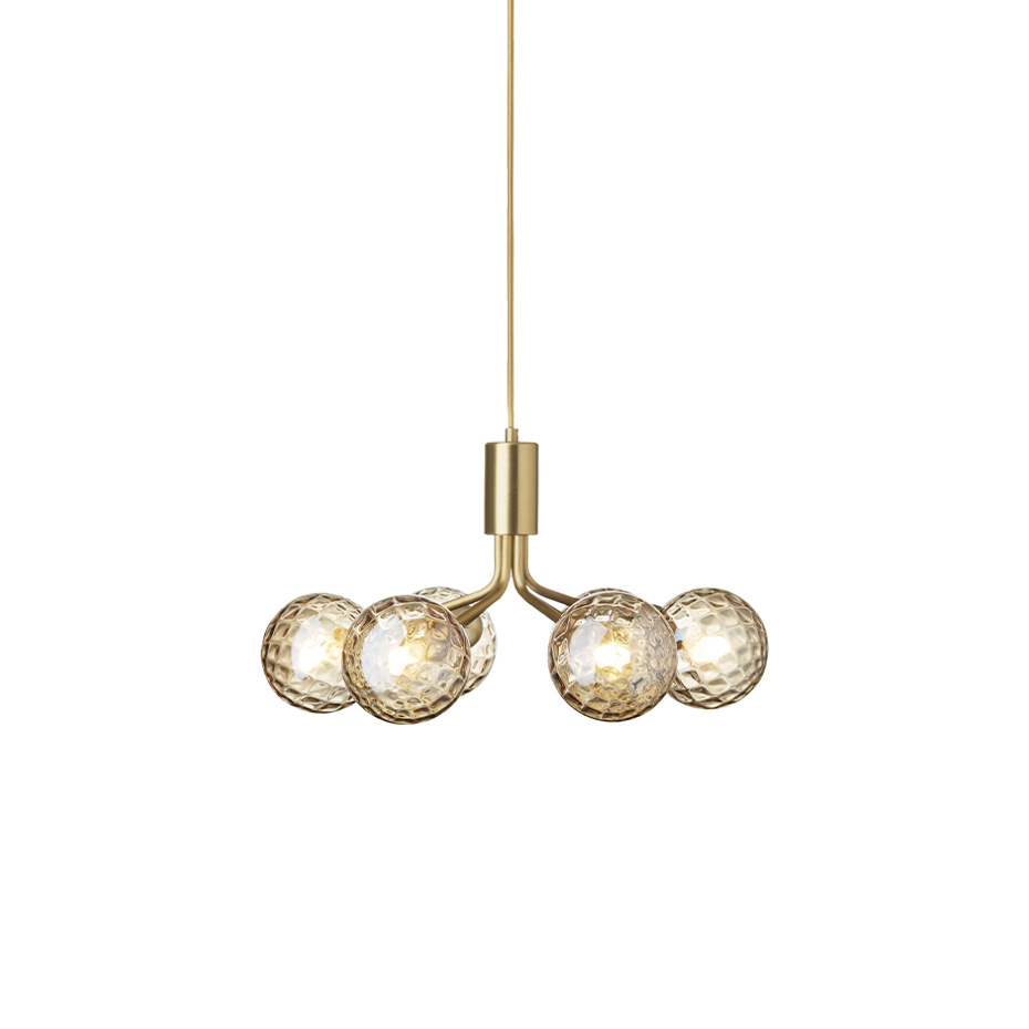 Apiales 6 Ljuskrona Brushed Brass/Optic Gold