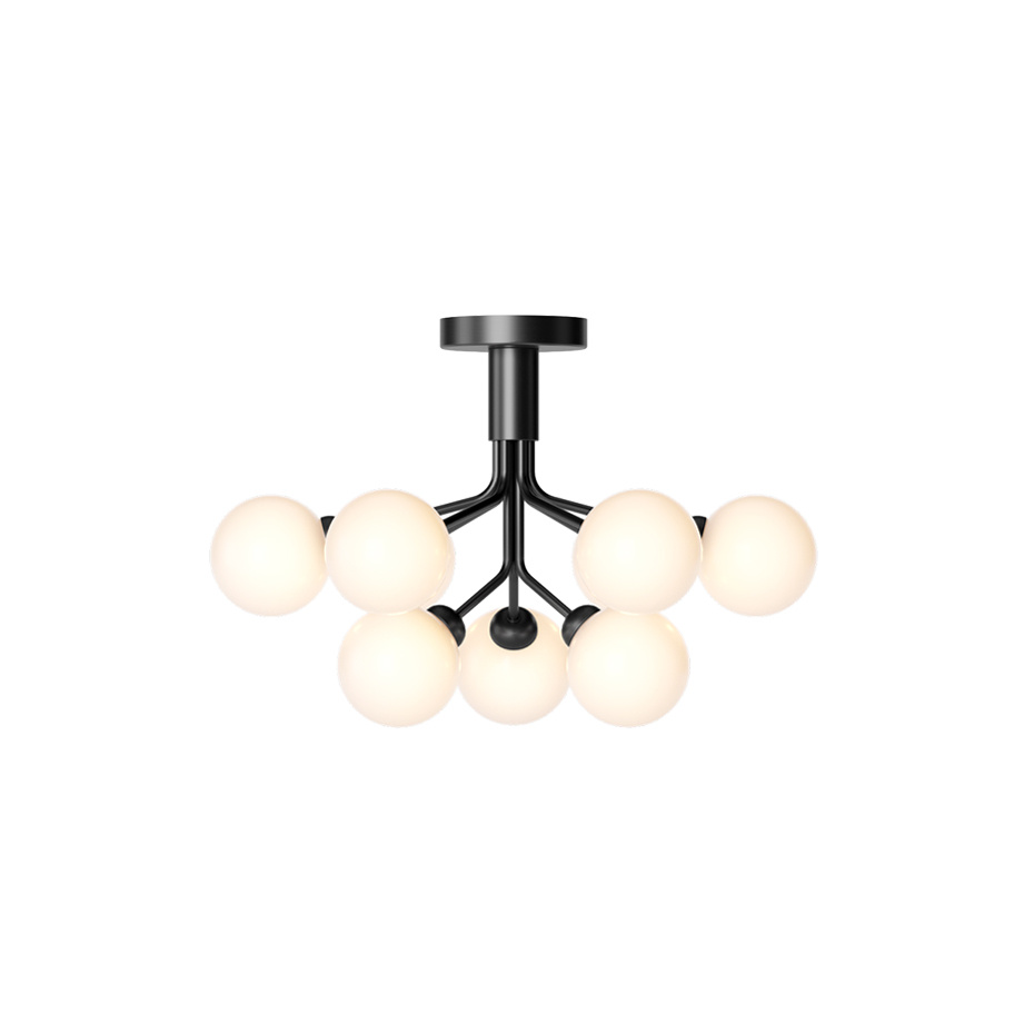 Apiales 9 Ljuskrona Tak Satin Black/Opal White