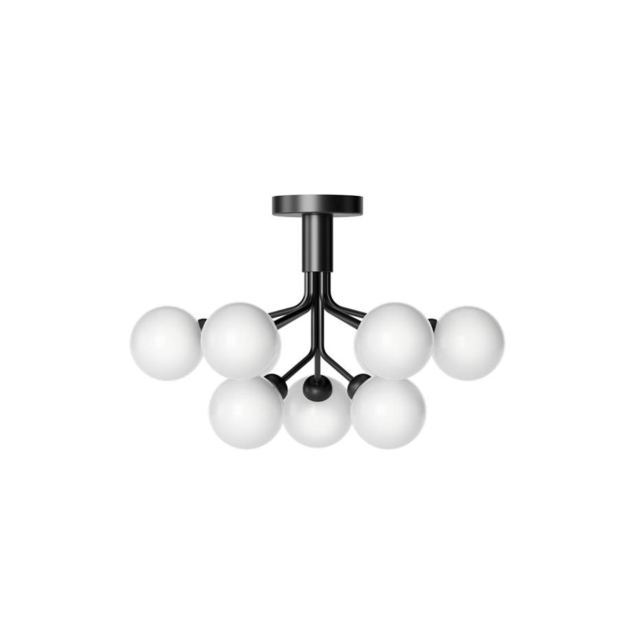 Apiales 9 Ljuskrona Tak Satin Black/Opal White