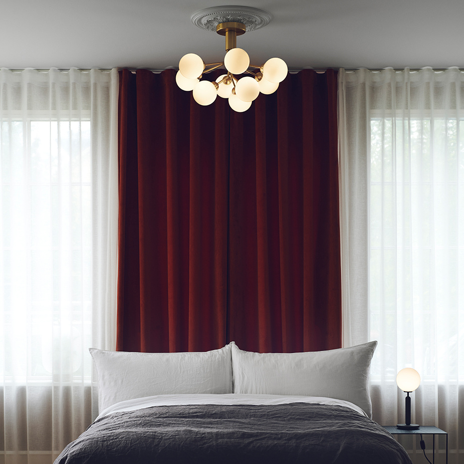 Apiales 9 Ljuskrona Tak Satin Black/Opal White