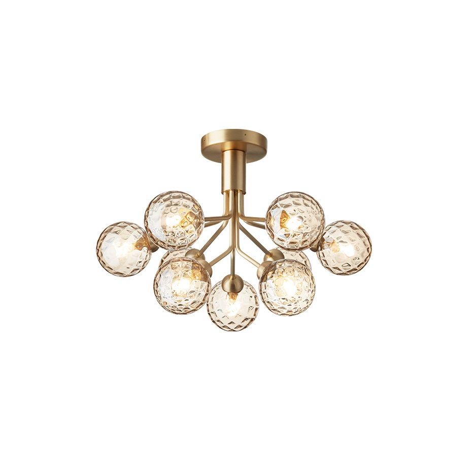 Apiales 9 Ljuskrona Tak Brushed Brass/Optic Gold