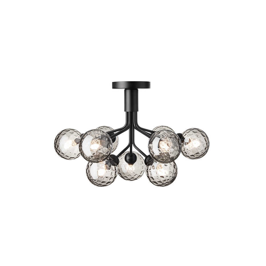 Apiales 9 Ljuskrona Tak Satin Black/Optic Smoked