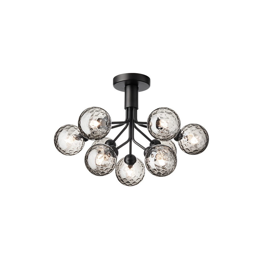 Apiales 9 Ljuskrona Tak Satin Black/Optic Smoked