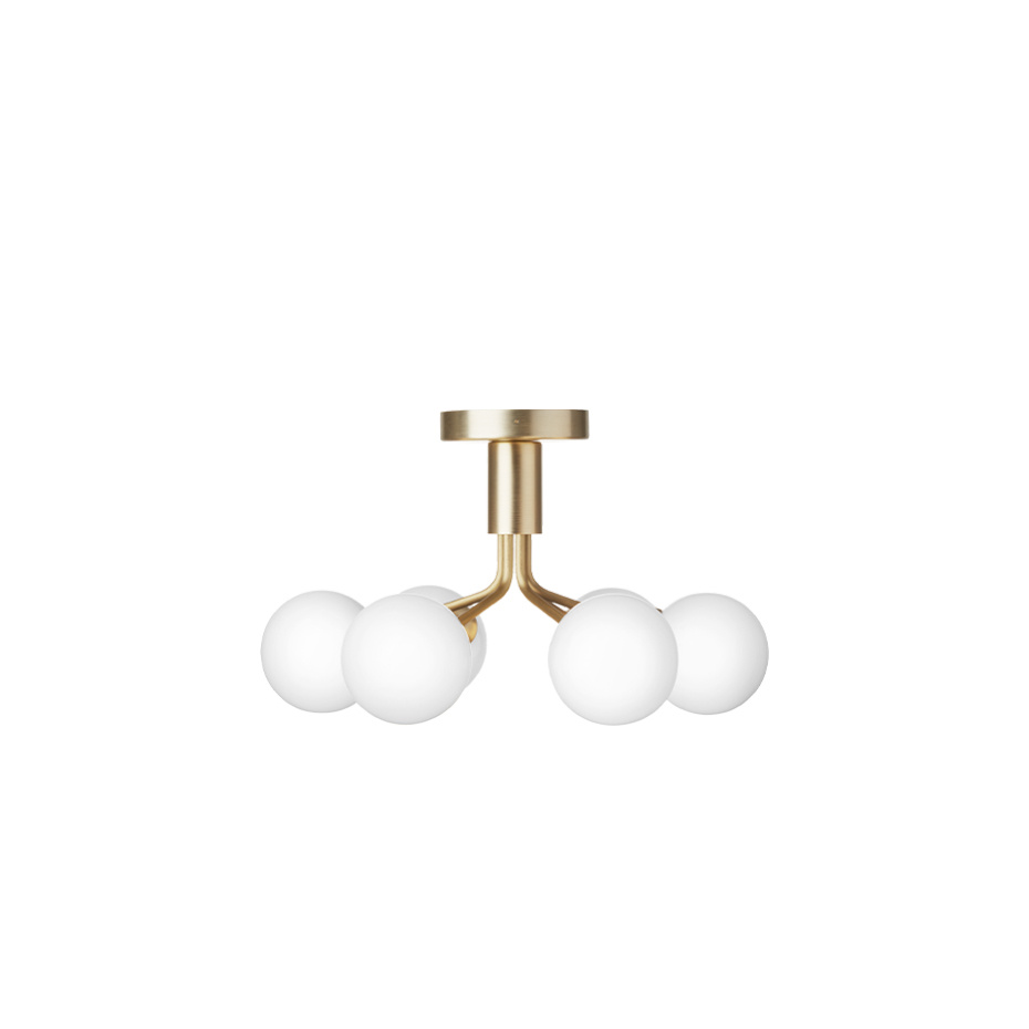 Apiales 6 Ljuskrona Tak Brushed Brass/Opal White