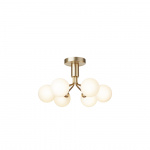 Apiales 6 Ljuskrona Tak Brushed Brass/Opal White Apiales 6 Ljuskrona Tak Brushed Brass/Opal White