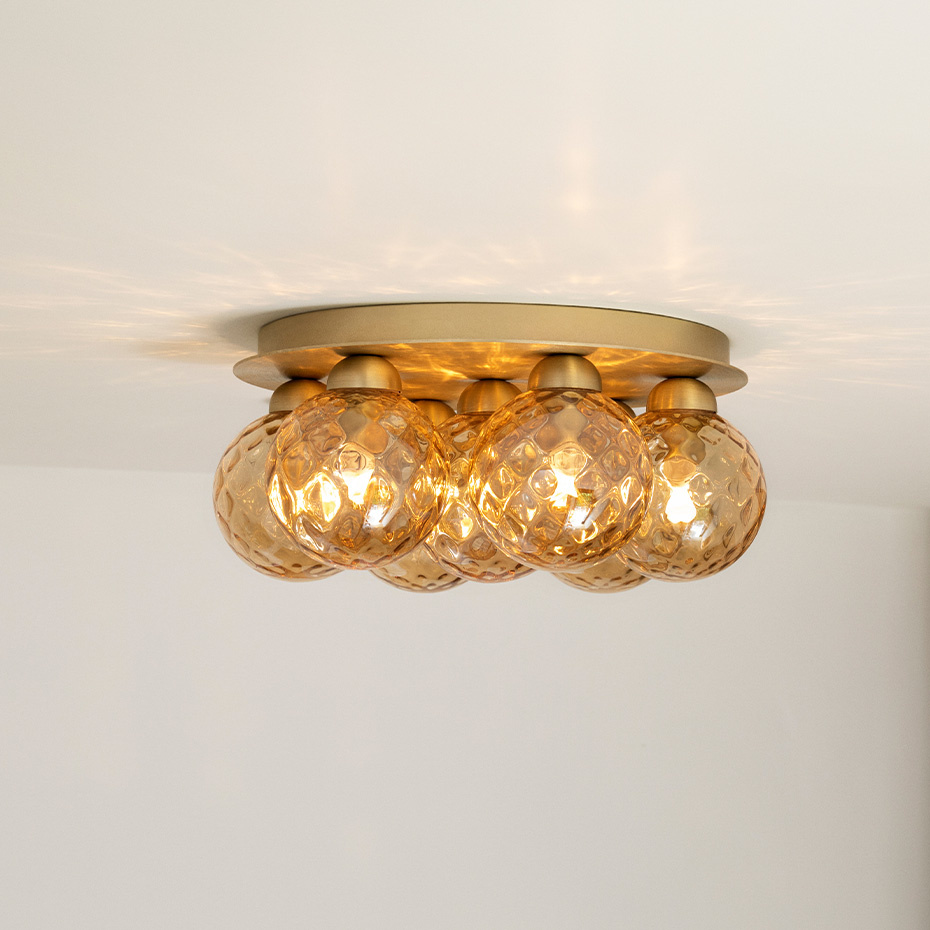 Apiales 7 Taklampa Brushed Brass/Optic Gold