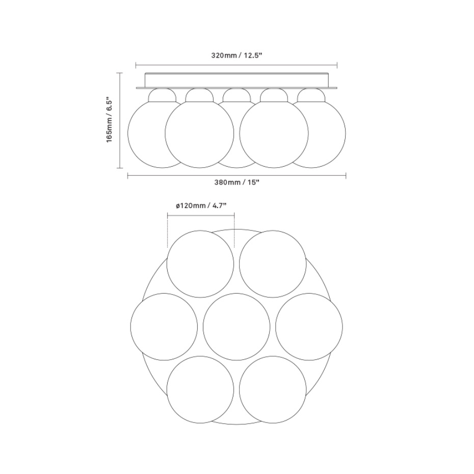 Apiales 7 Taklampa Brushed Brass/Optic Gold