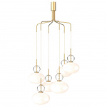 Rizzatto Cluster 6 Ljuskrona Satin Brass/Opal White Rizzatto Cluster 6 Ljuskrona Satin Brass/Opal White