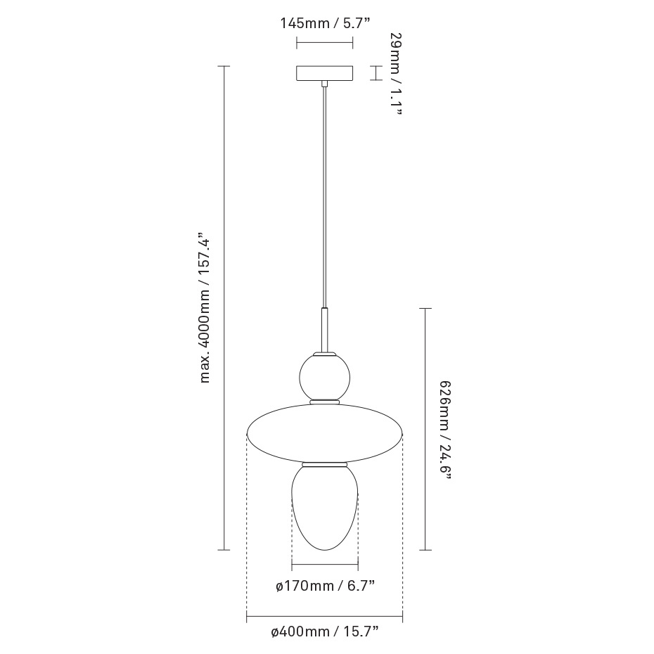 Rizzatto 43 Pendel Satin Silver/Opal White