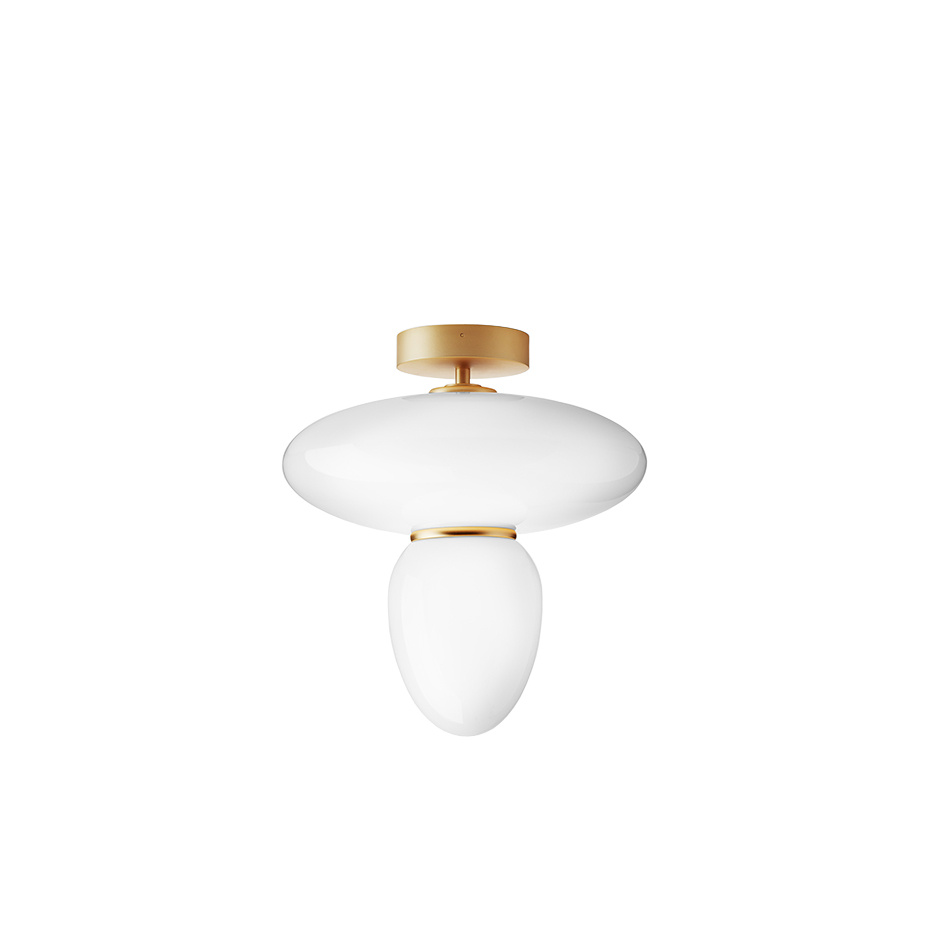 Rizzatto 42 Taklampa Satin Brass/Opal White