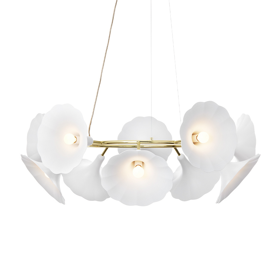 Petalii 10 Ljuskrona White/Polished Brass