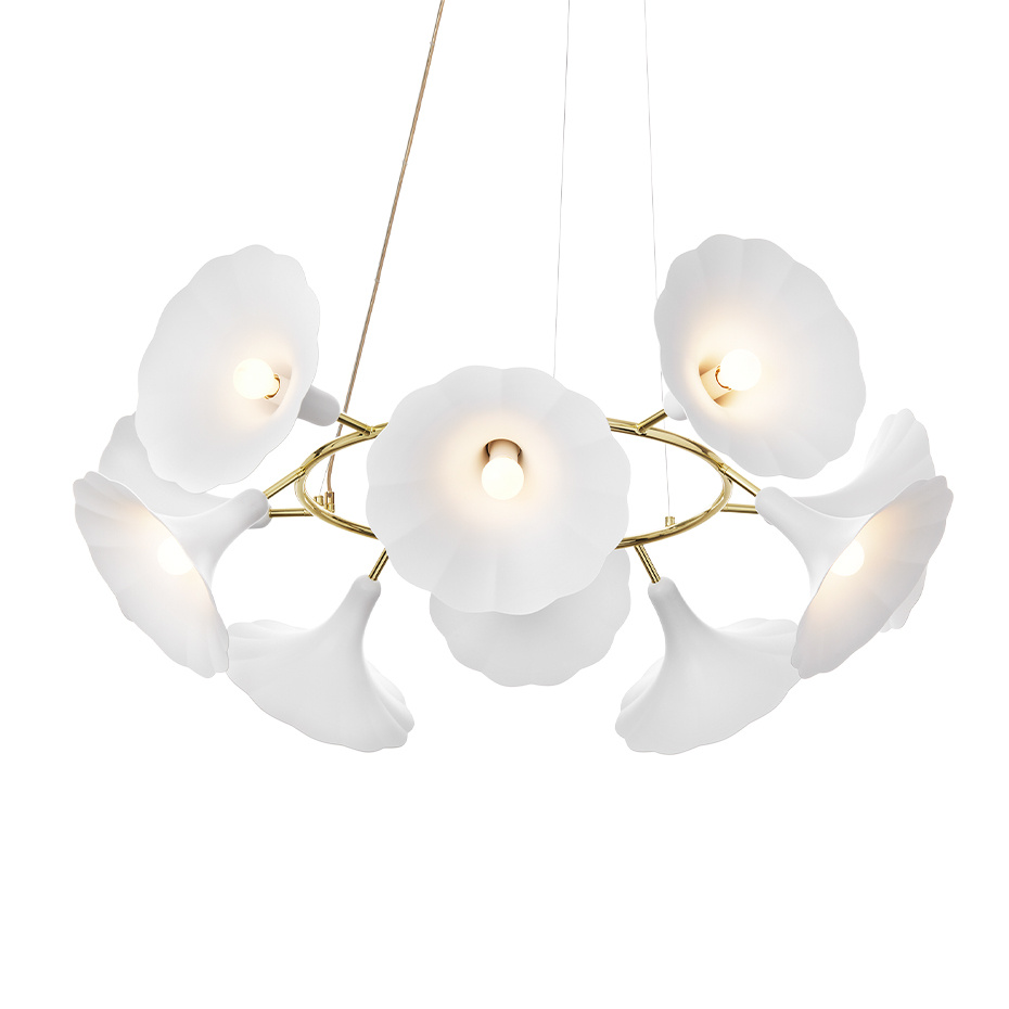 Petalii 10 Ljuskrona White/Polished Brass