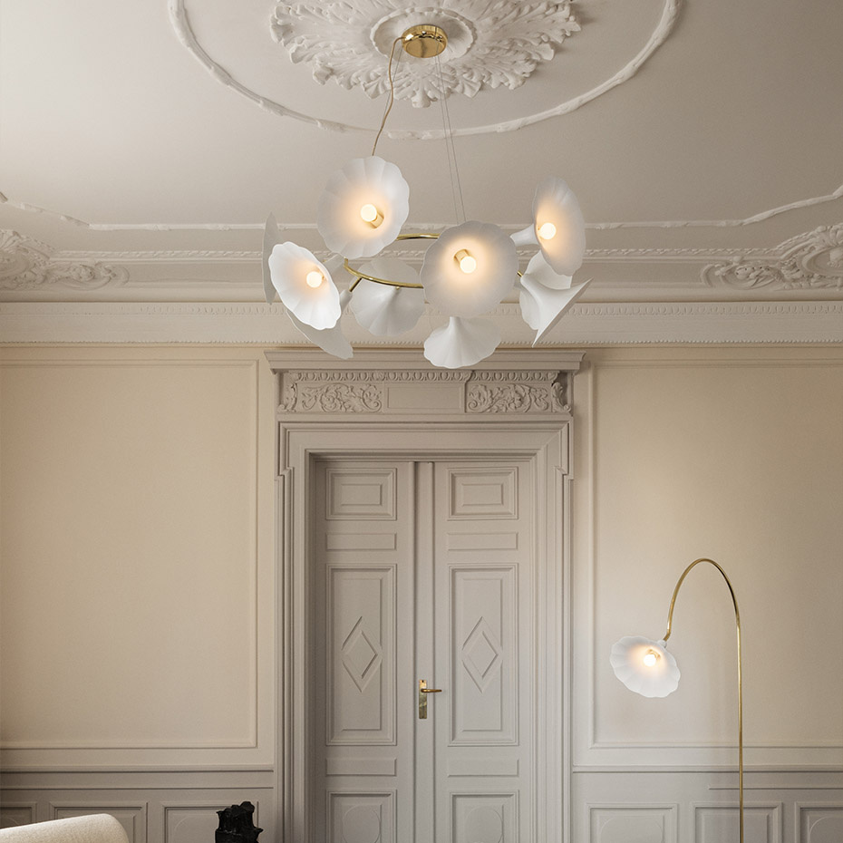 Petalii 10 Ljuskrona White/Polished Brass