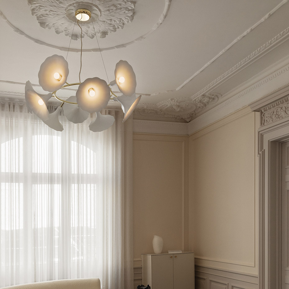 Petalii 10 Ljuskrona White/Polished Brass