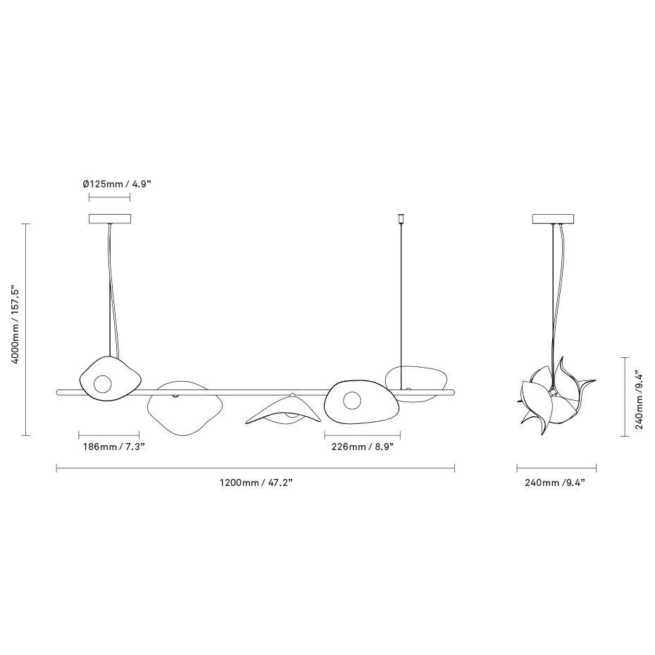 Florii 5 Linear Ljuskrona Dark Bronze/White