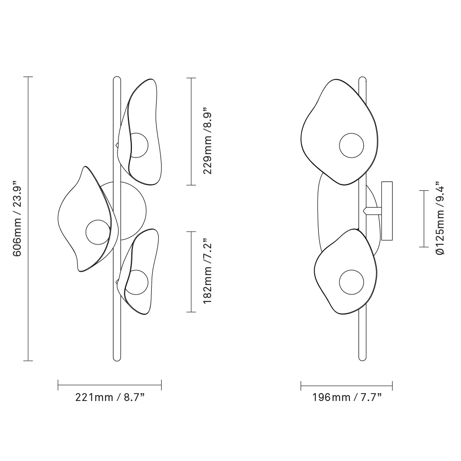 Florii 3 Vägglampa Dark Bronze/White