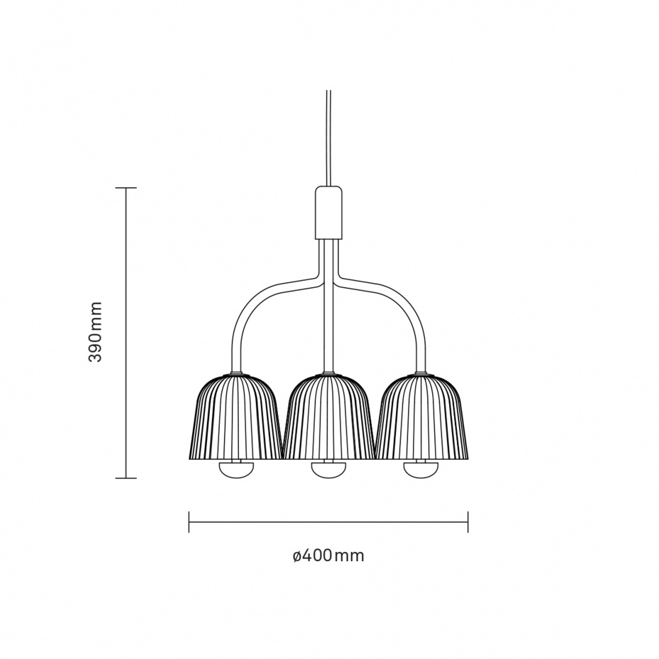 Asteea 3 Ljuskrona Satin Brass/Ripple Clear