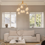 Asteea 9 Ljuskrona Satin Brass/Ripple Clear Asteea 9 Ljuskrona Satin Brass/Ripple Clear