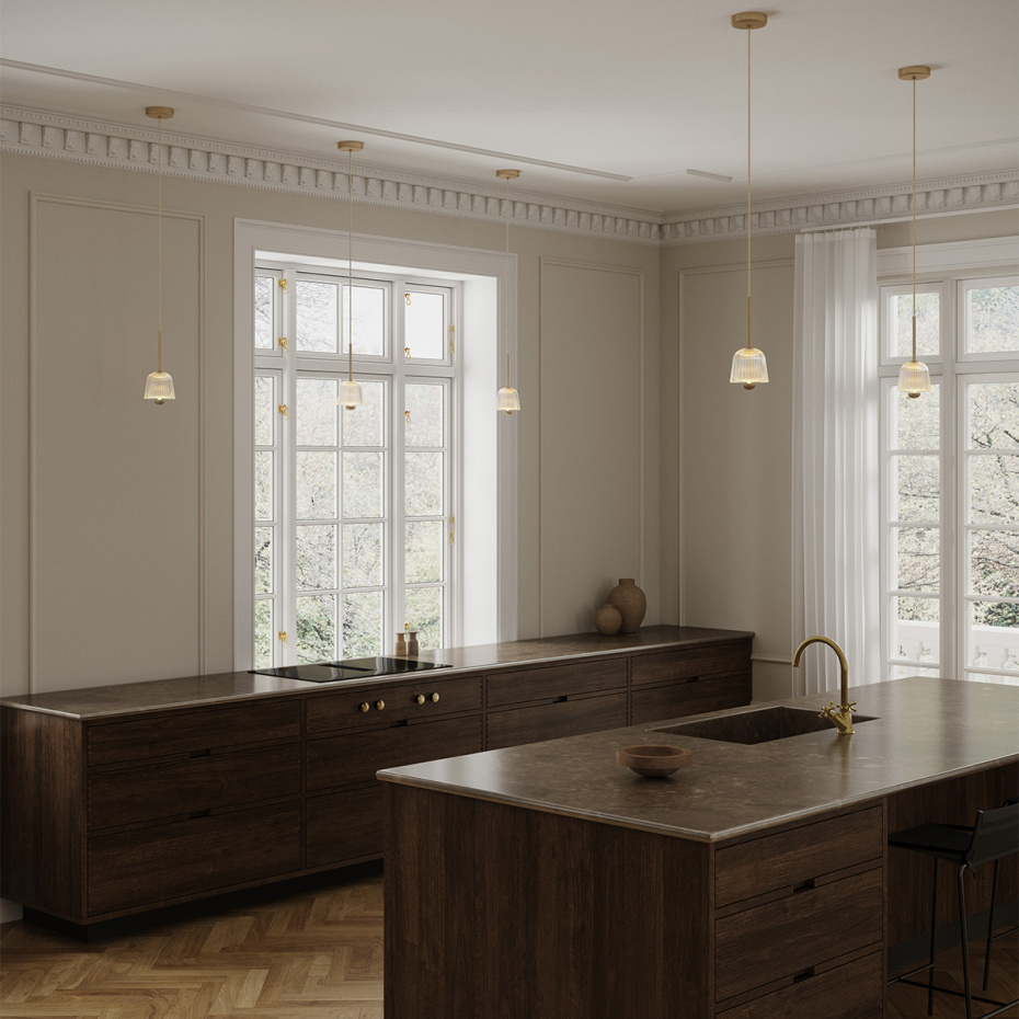 Asteea 1 Pendel Satin Brass/Ripple Clear