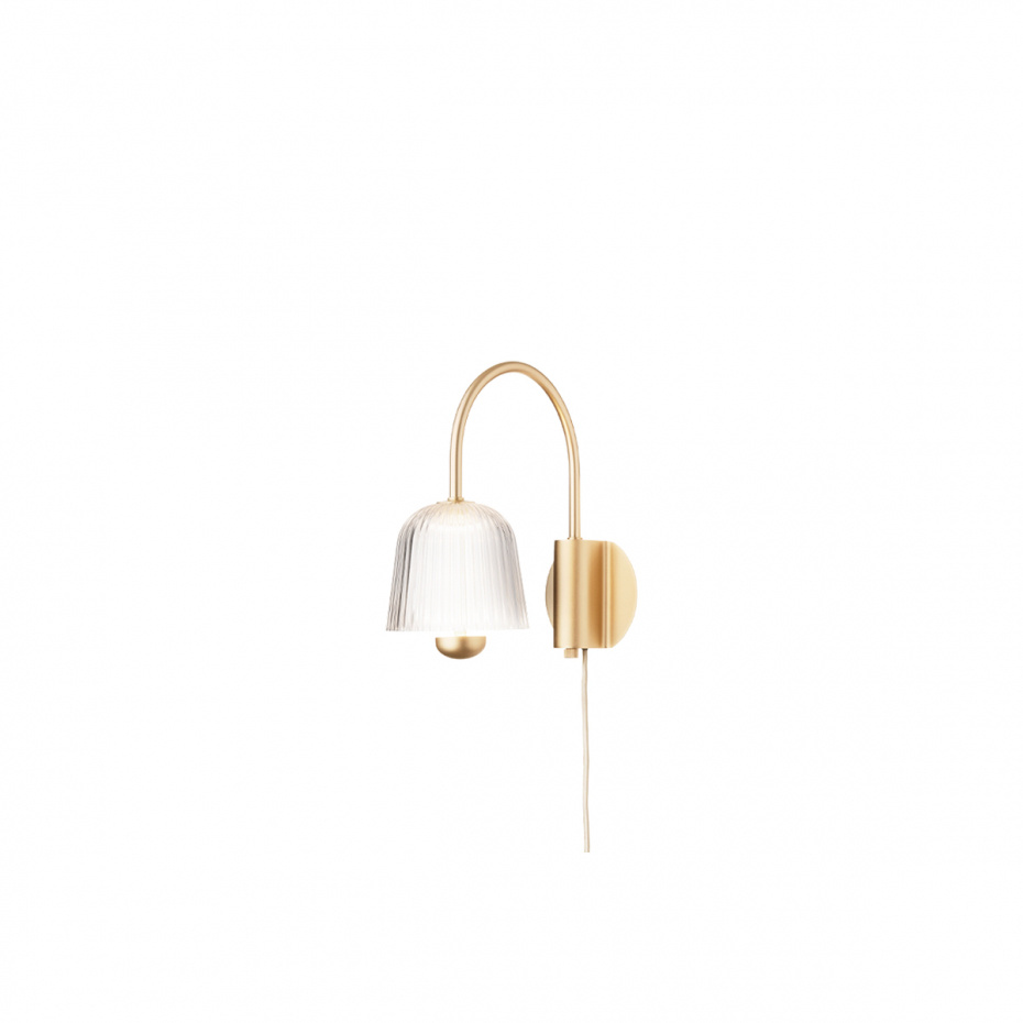 Asteea Vägglampa Satin Brass/Ripple Clear