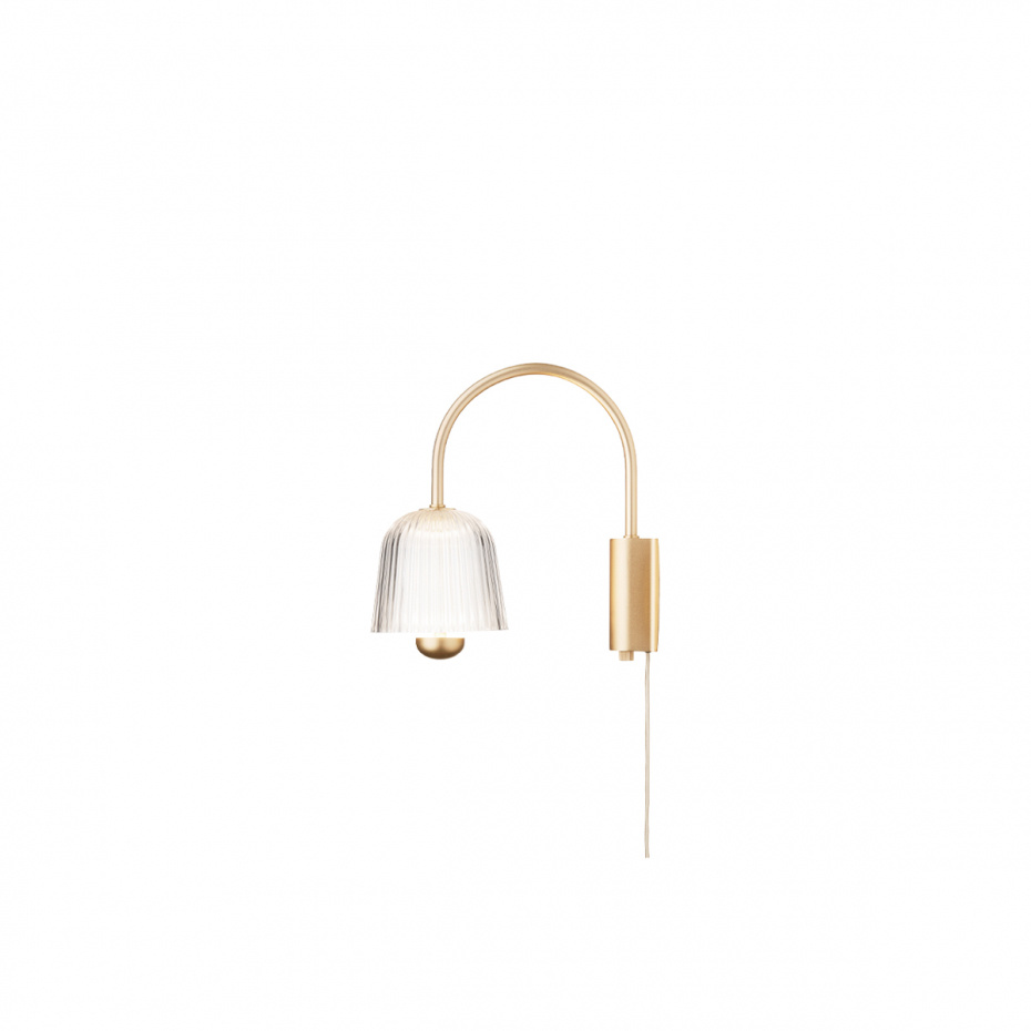 Asteea Vägglampa Satin Brass/Ripple Clear