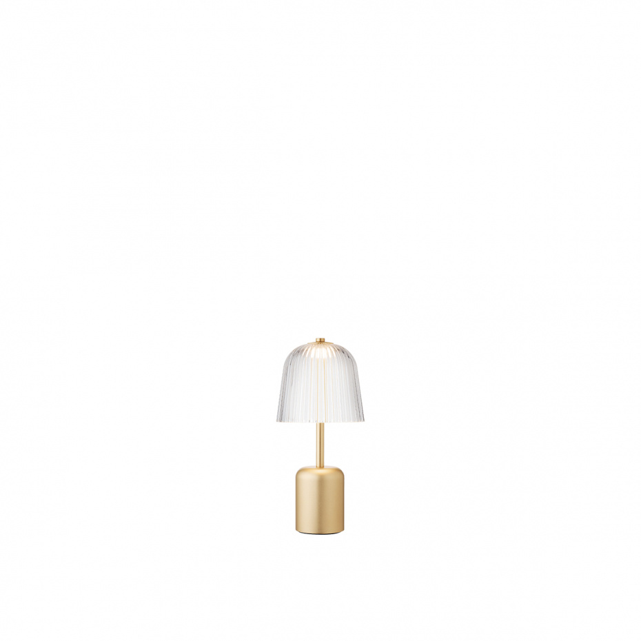 Asteea Bordslampa Portable Satin Brass/Ripple Clear