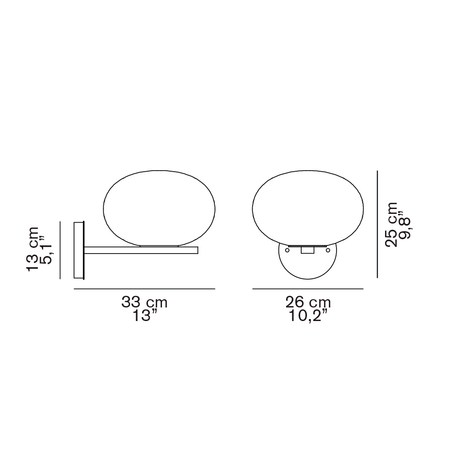 Alba 176 Vägglampa Satin Brass/Polished Opaline