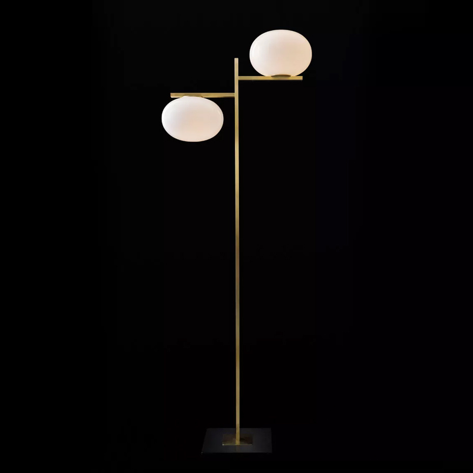 Alba 383 Golvlampa Satin Brass/Polished Opaline