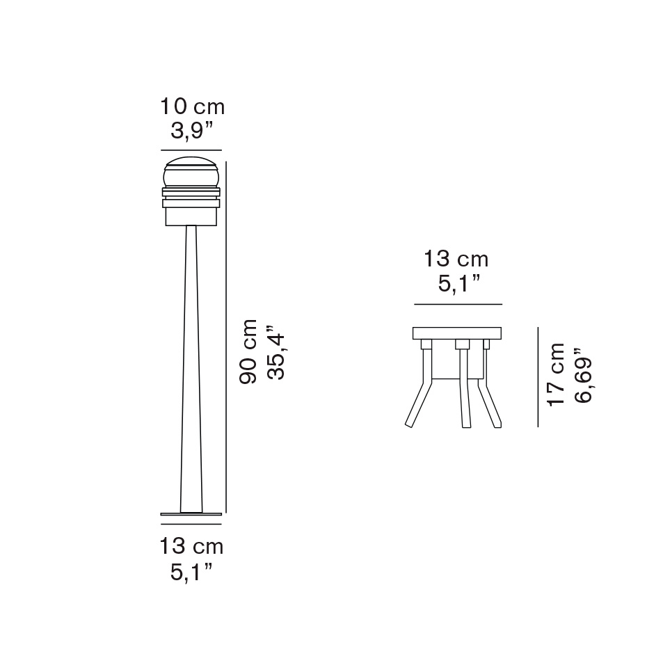 Fresnel 1148/EL Pollare Lacquered Black