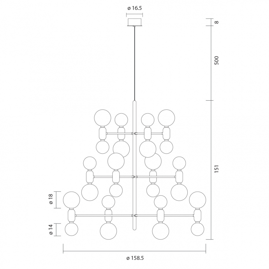 Aballs 12 Ljuskrona Black