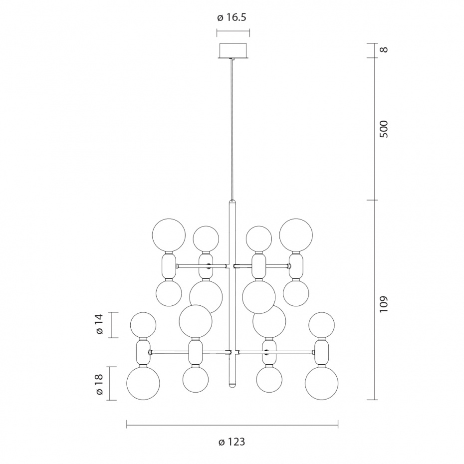 Aballs 8 Ljuskrona Golden