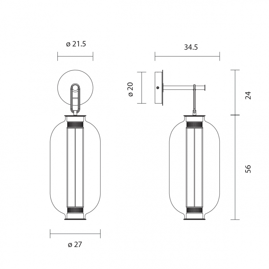 Bai A BA BA Vägglampa Aged Bronze/Amber