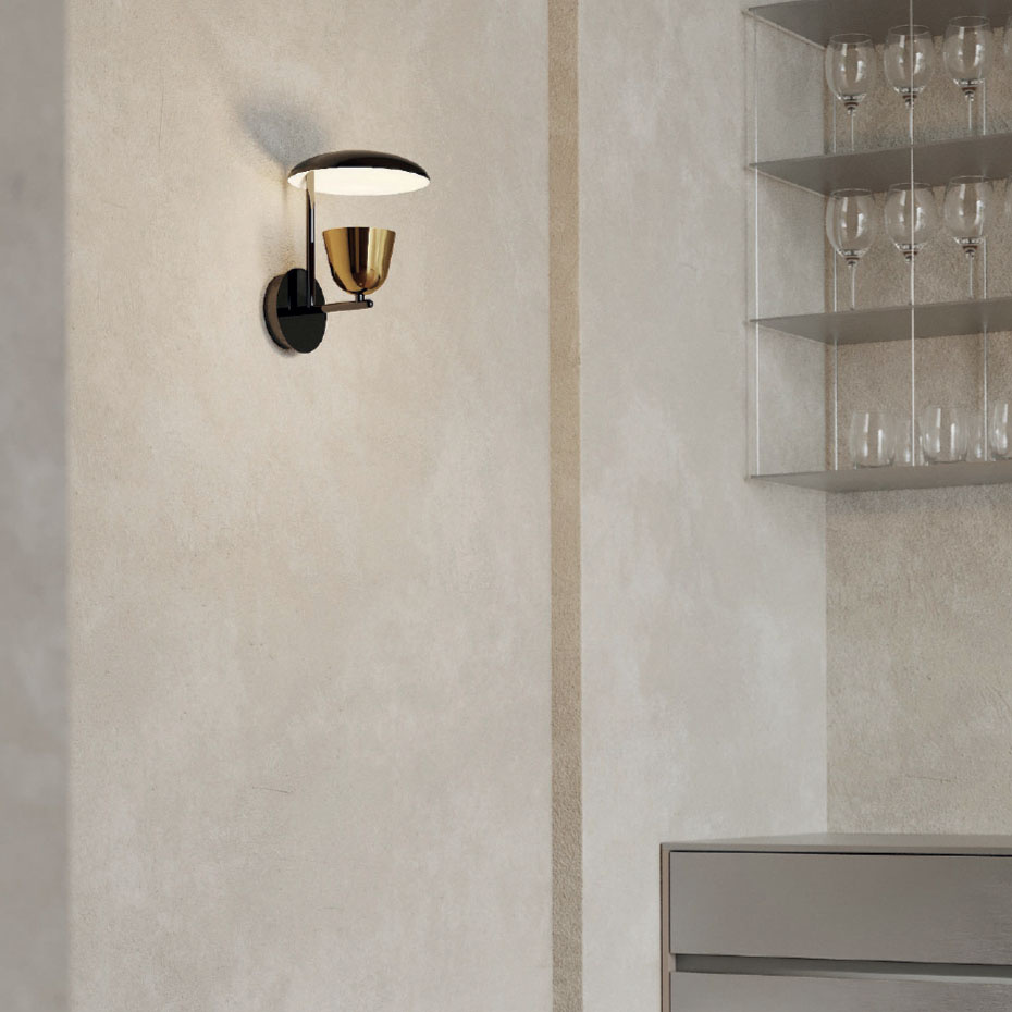 Lighto A II Vägglampa Matt Red/Glossy Golden