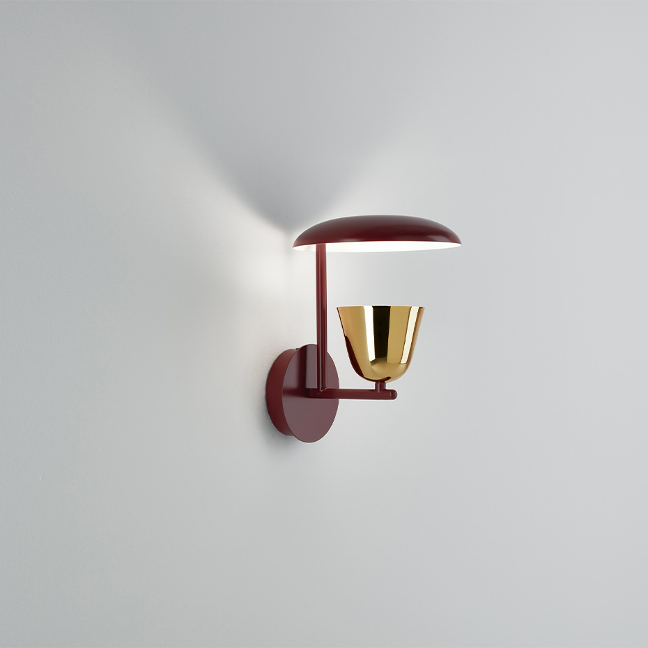 Lighto A II Vägglampa Matt Red/Glossy Golden