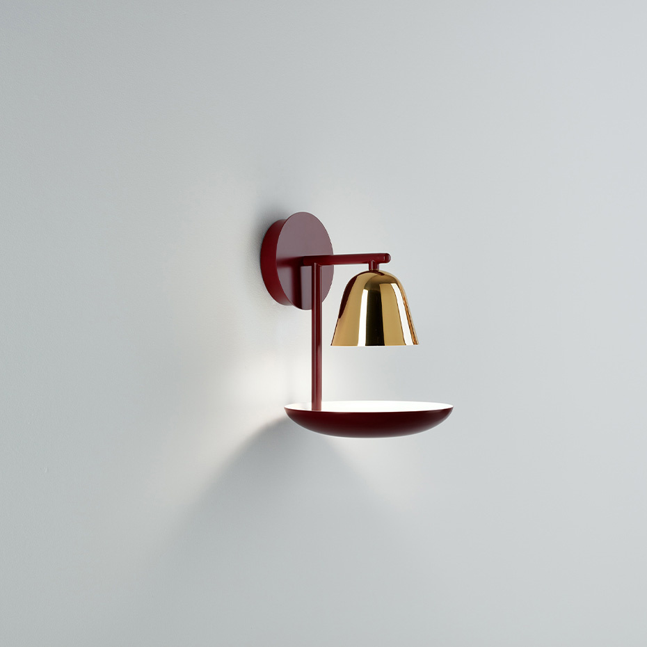 Lighto A II Vägglampa Matt Red/Glossy Golden
