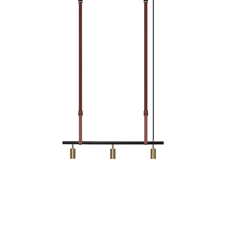 Long John 3 Pendel Black/Brass/Brown Leather