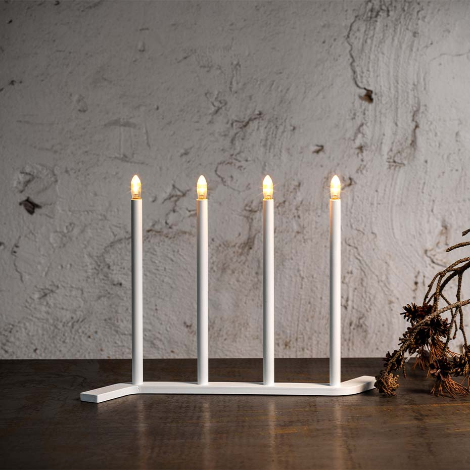 Advent RE Ljusstake 4 LED Vit