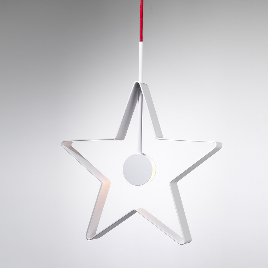 Spica Stjärna 40cm Vit/Röd Sladd