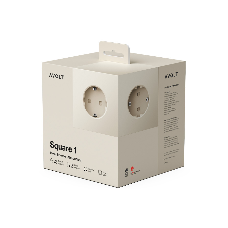 Square 1 Grenuttag Dual USB-C 30W & Magnet 1,8m Nomad Sand